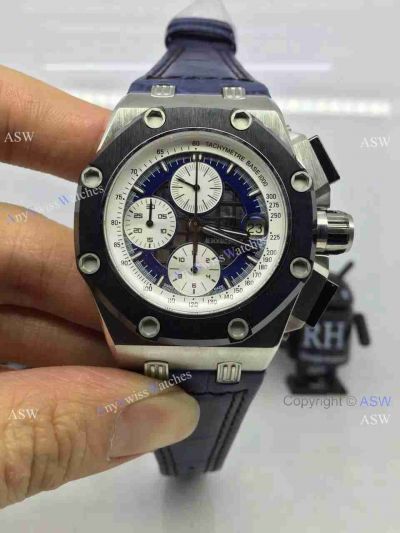 Replica Swiss 7750 Movement Audemars Piguet Ruben Barrichello Blue Leather Watch 